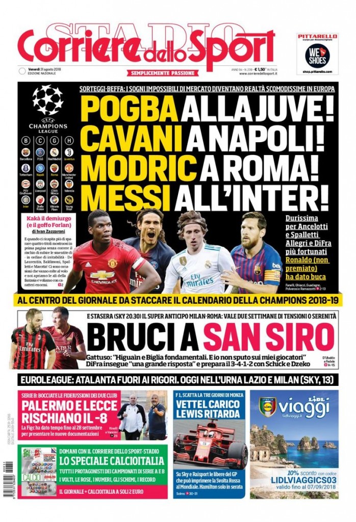 corriere dello sport 31 agosto