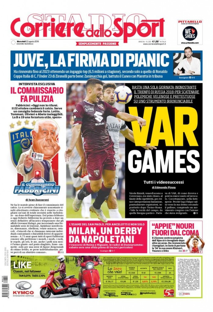 corriere dello sport 22 agosto