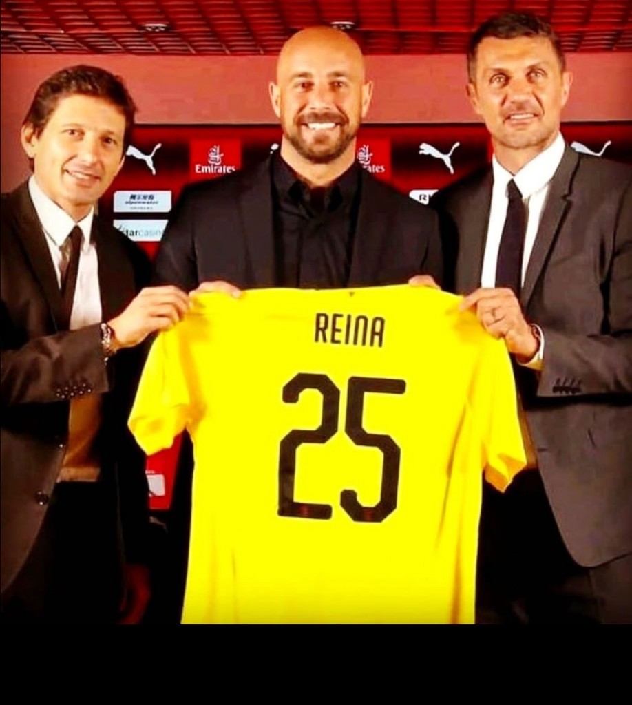Pepe Reina con Leonardo e Maldini, foto Twitter Reina