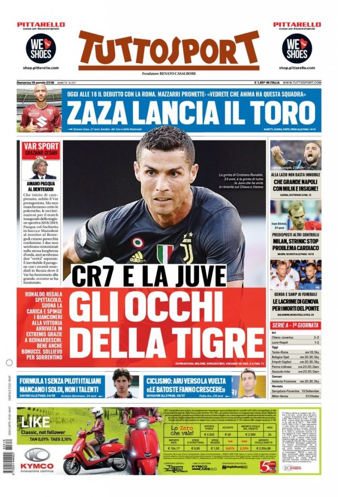 tuttosport 19 agosto 2018