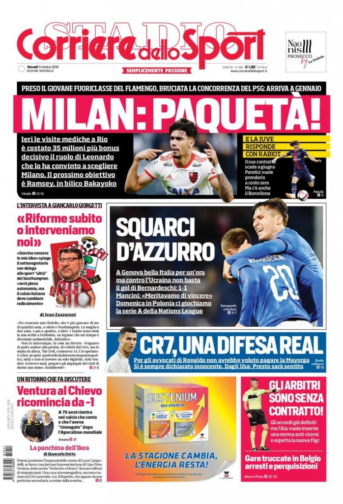 corriere dello sport 11 ottobre 2018