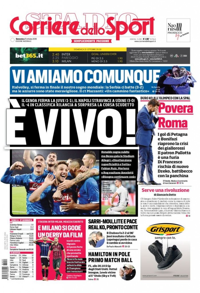 Corriere dello Sport 21 ottobre 2018