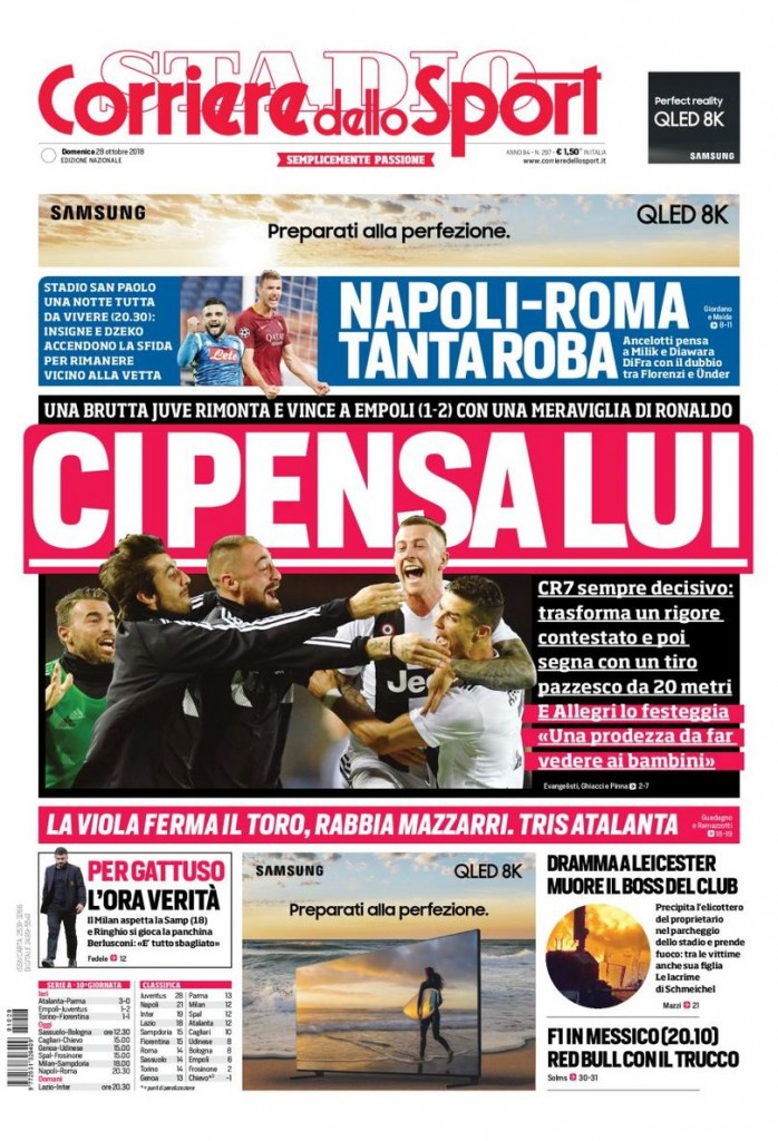 Corriere dello Sport 28 ottobre 2018