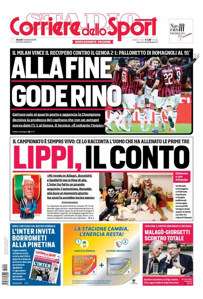 Corriere dello sport 1 novembre 2018