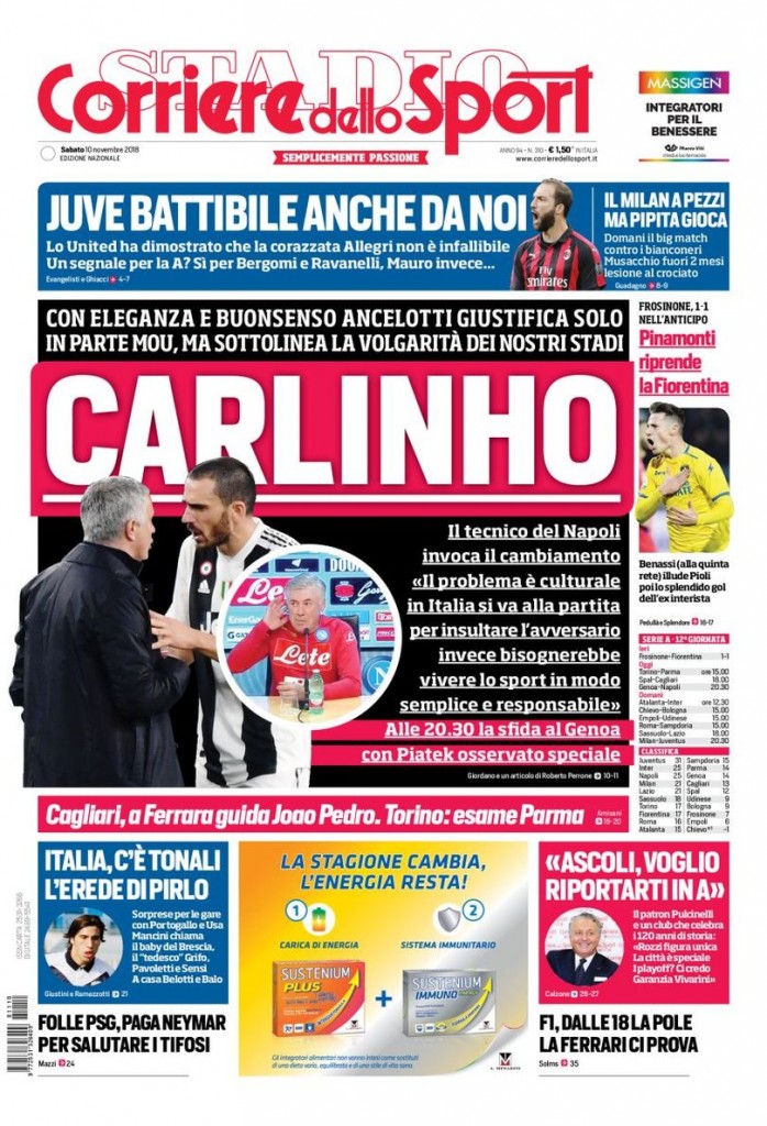Corriere dello sport 10 novembre 2018