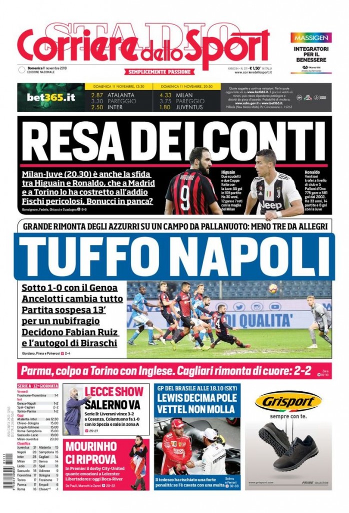 corriere dello sport 11 novembre 2018
