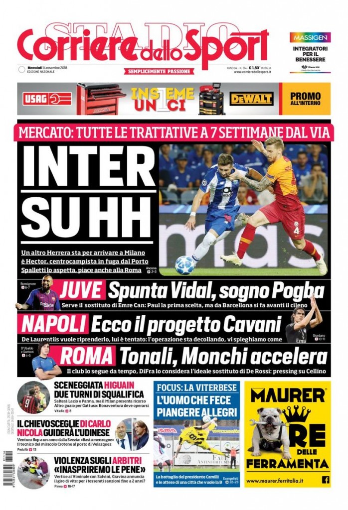 corriere dello sport 14 novembre 2018