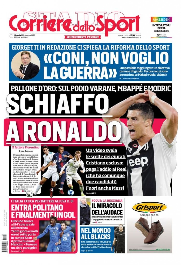 Corriere dello sport 21 novembre 2018