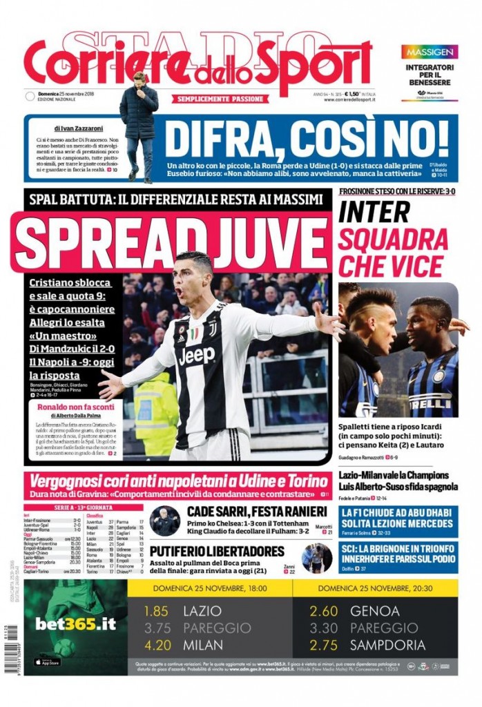 Corriere dello sport 25 novembre 2018