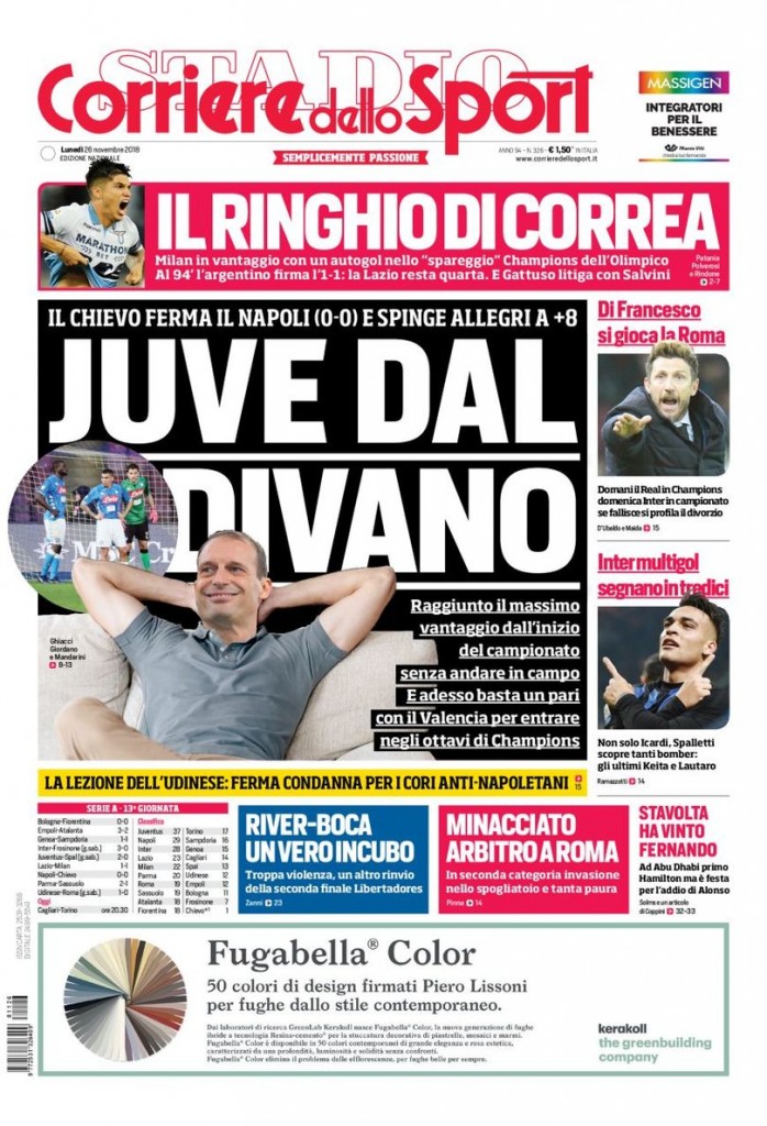 corriere dello sport 26 novembre 2018