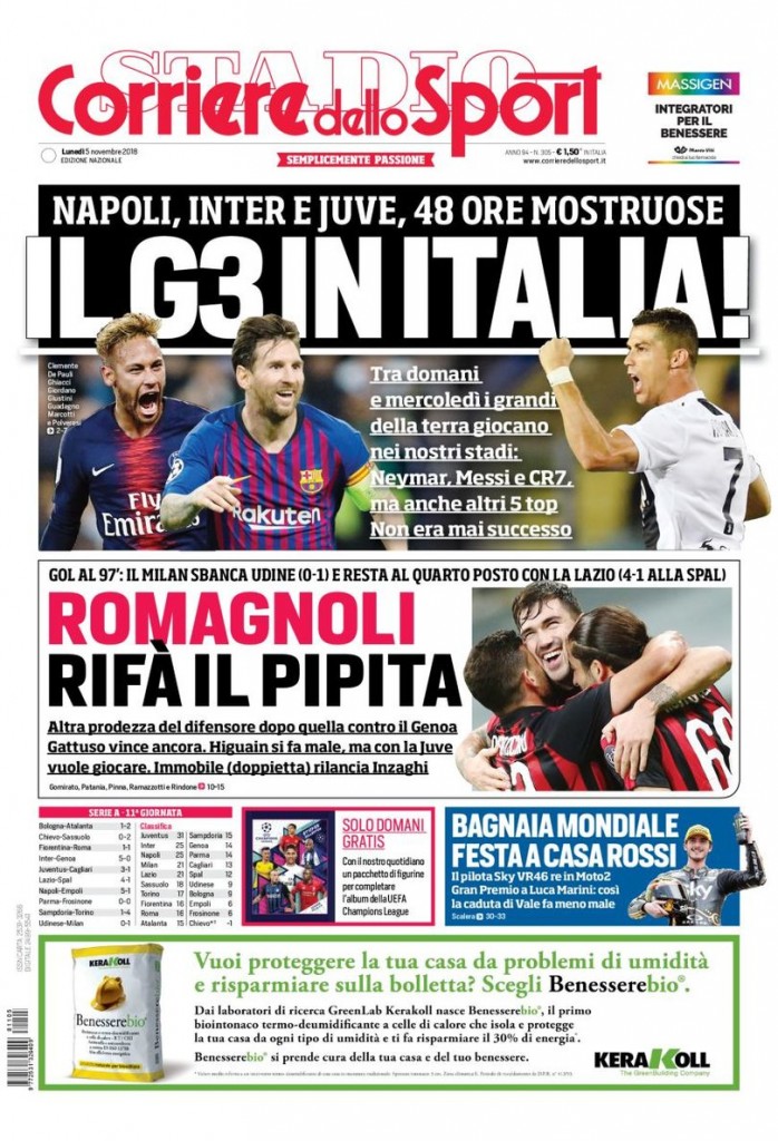 corriere dllo sport 5 novembre 2018
