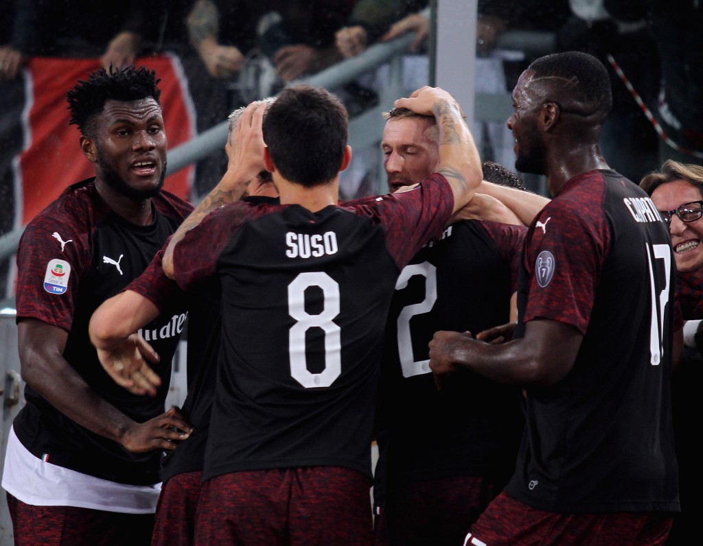 L'esultanza del Milan contro la Lazio, Getty Images