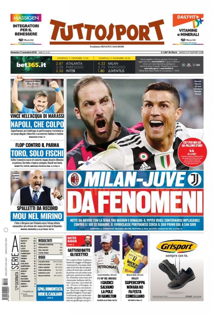 tuttosport 11 novembre 2018
