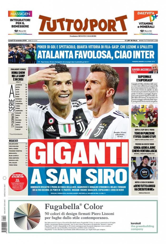 Tuttosport 12 novembre 2018