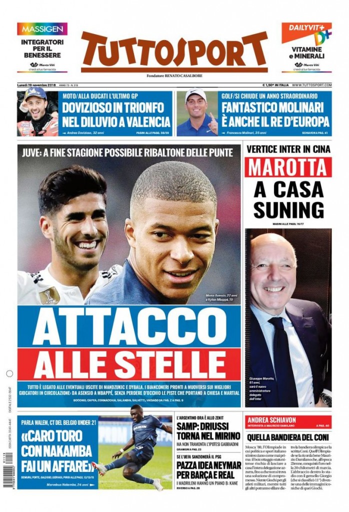 tuttosport 19 novembre 2018