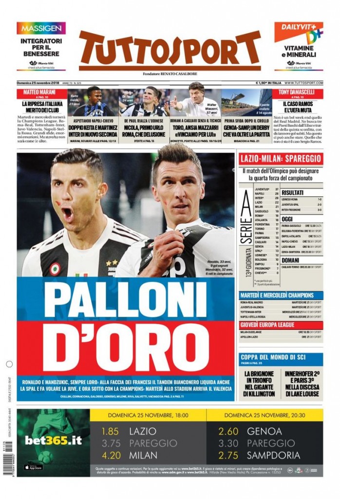 Tuttosport 25 novembre 2018