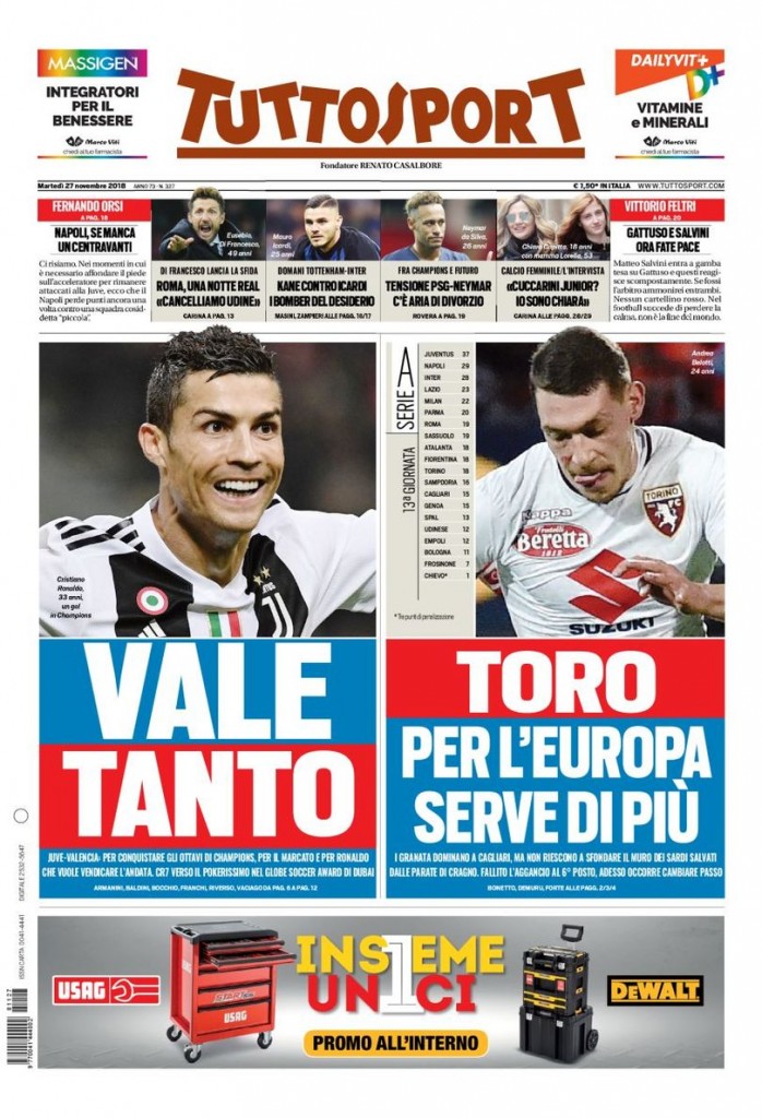 Tuttosport 27 novembre 2018