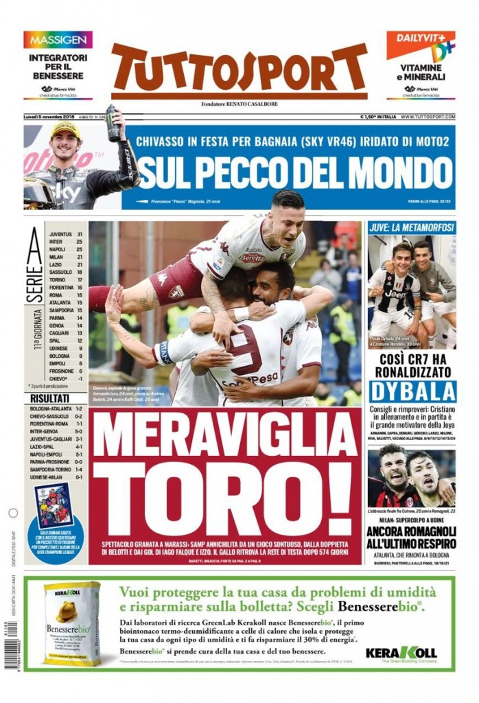 Tuttosport 5 novembre 2018