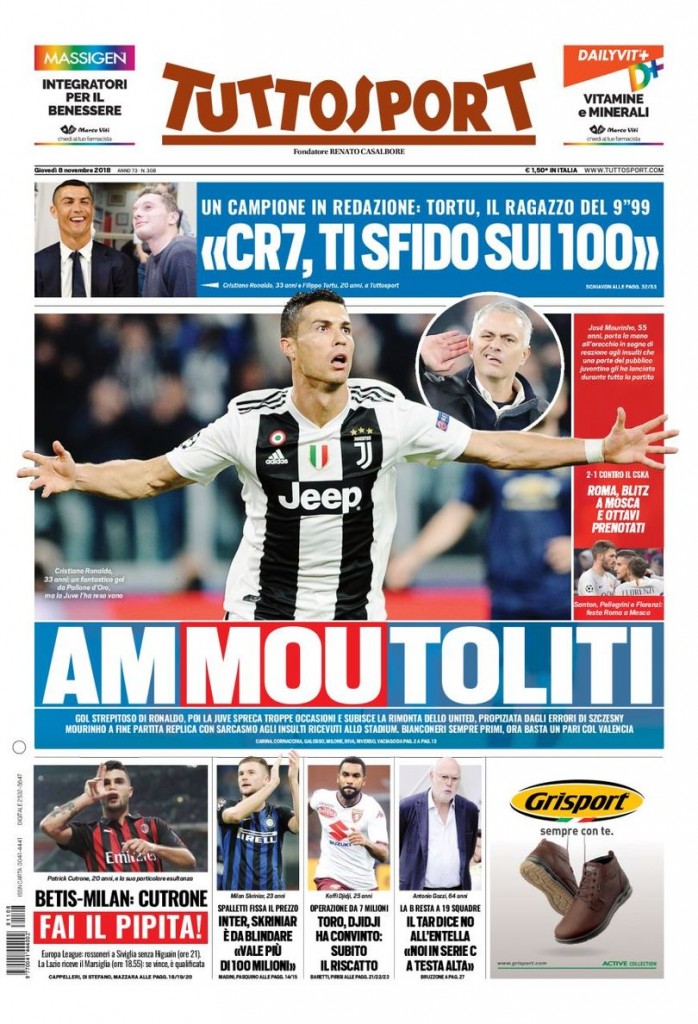 tuttosport 8 novembre 2018