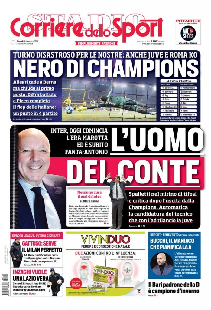 Corriere dello sport 13 dicembre 2018