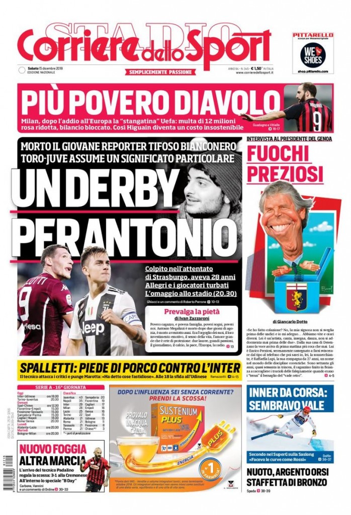 Corriere dello sport 15 dicembre 2018