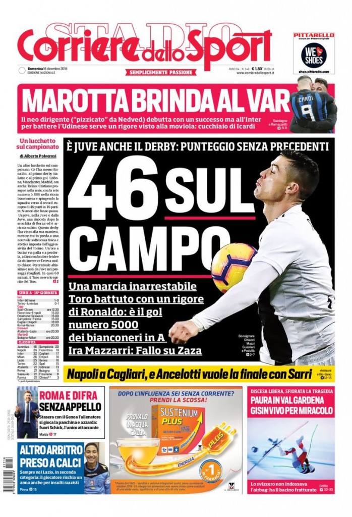 Corriere dello sport 16 dicembre 2018