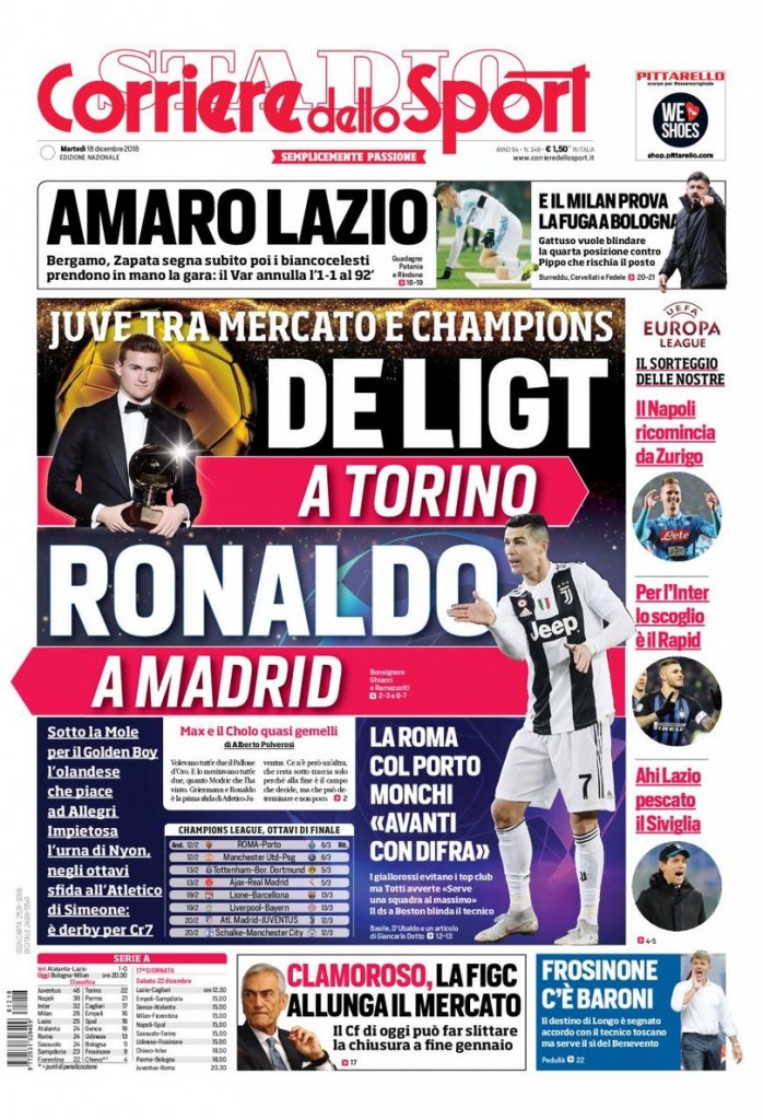 Corriere dello sport 18 dicembre 2018