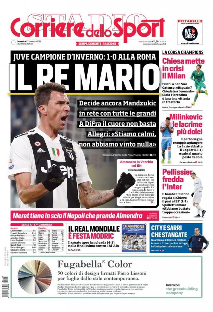 corriere dello sport 23 dicembre 2018