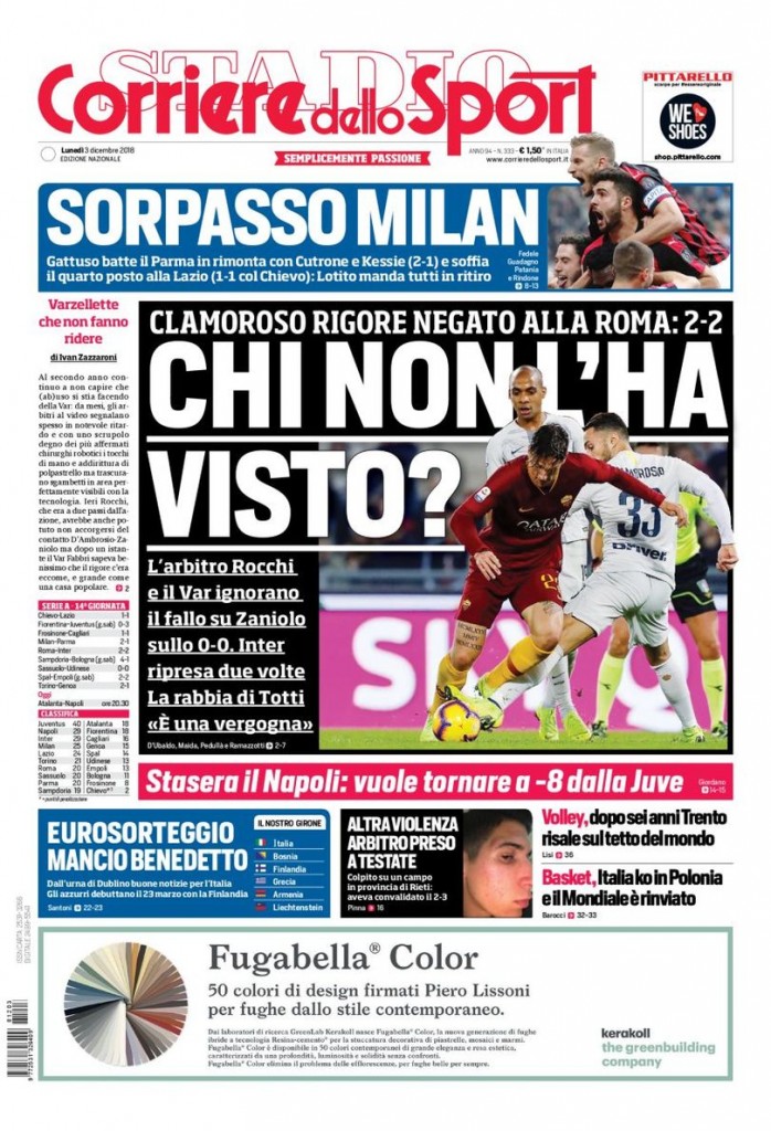 corriere dello sport 3 dicembre