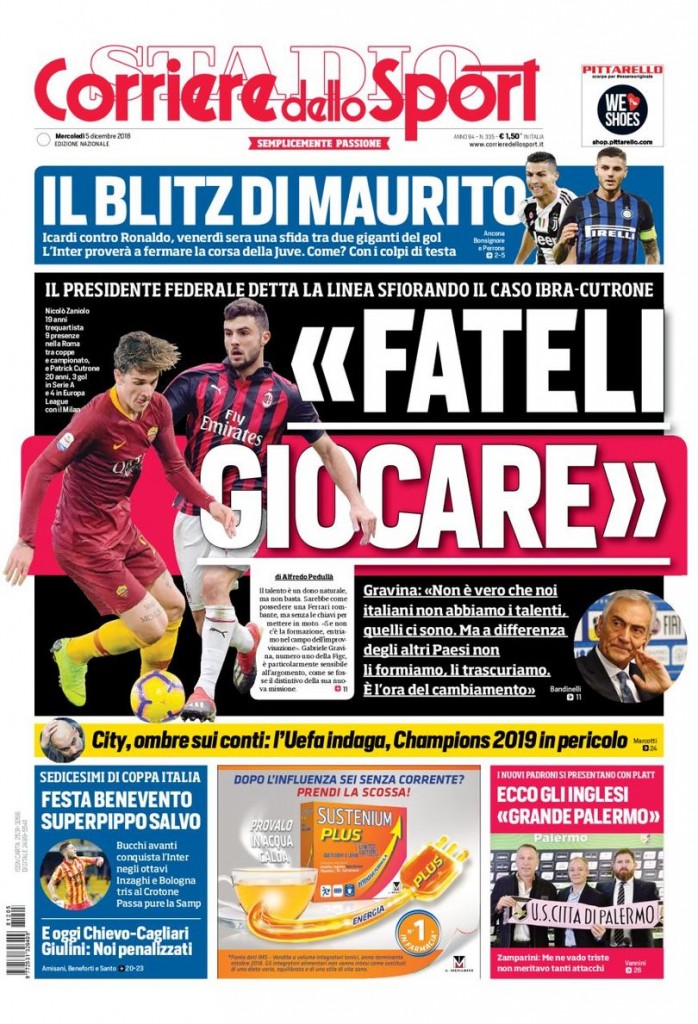 Corriere dello Sport 5 dicembre 2018