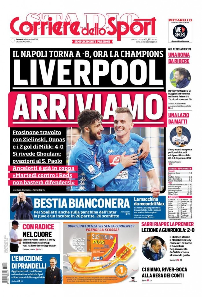 Corriere dello sport 9 dicembre 2018