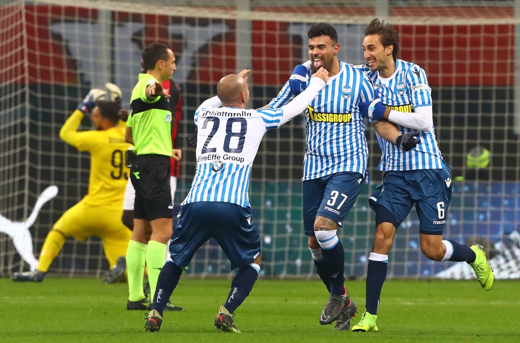 Andrea Petagna, SPAL, festeggia il gol al Milan, Getty Images