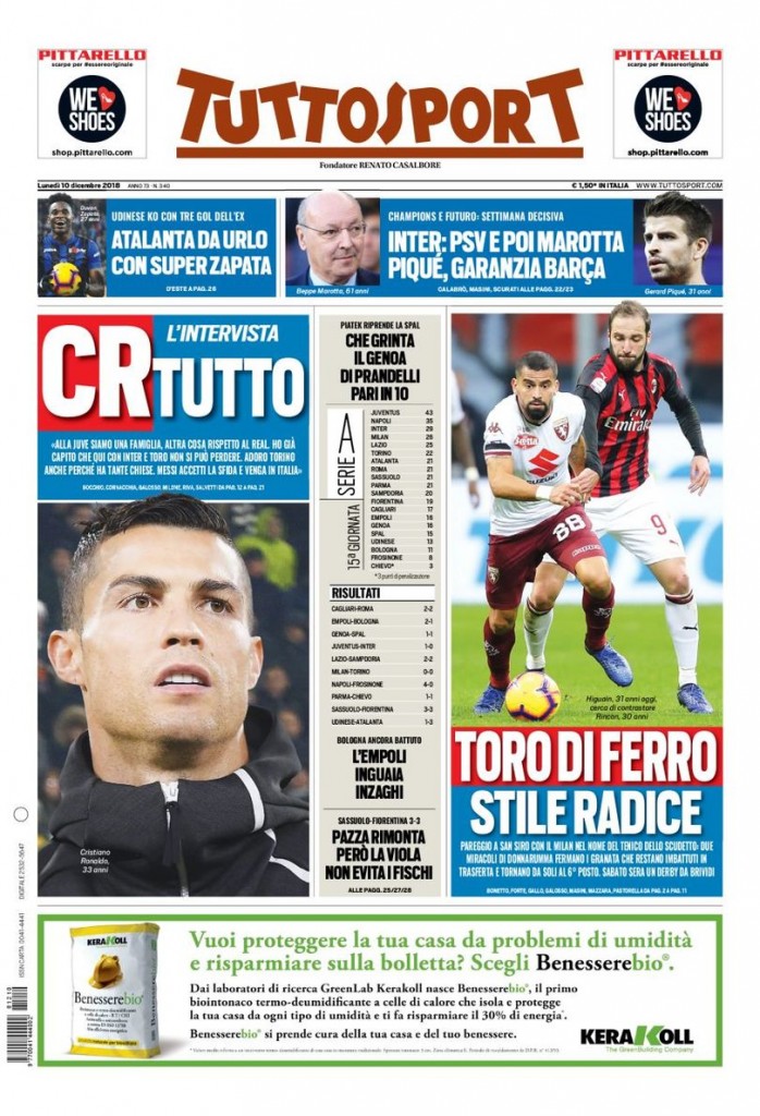 Tuttosport 10 dicembre 2018