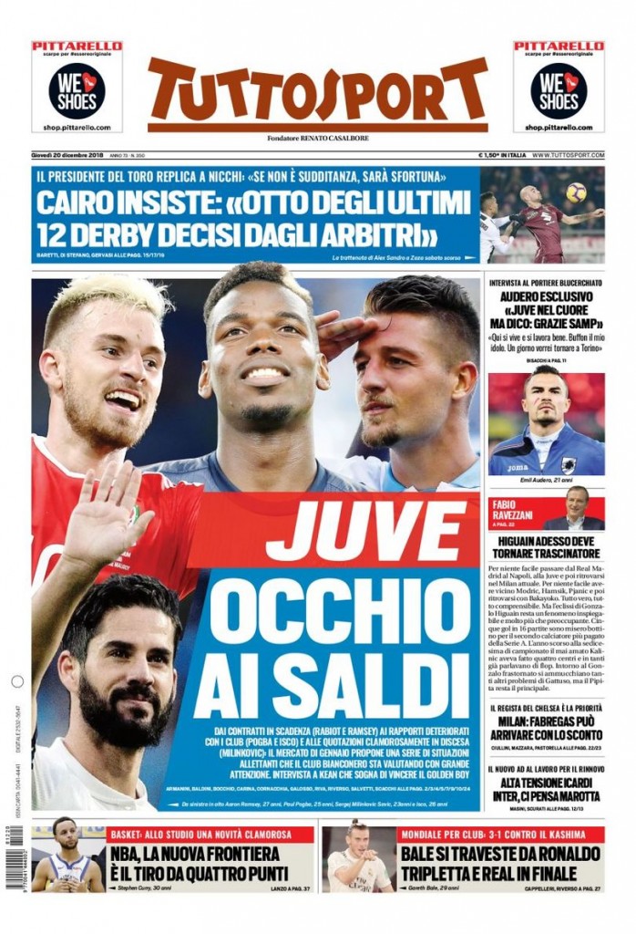 Tuttosport 20 dicembre 2018