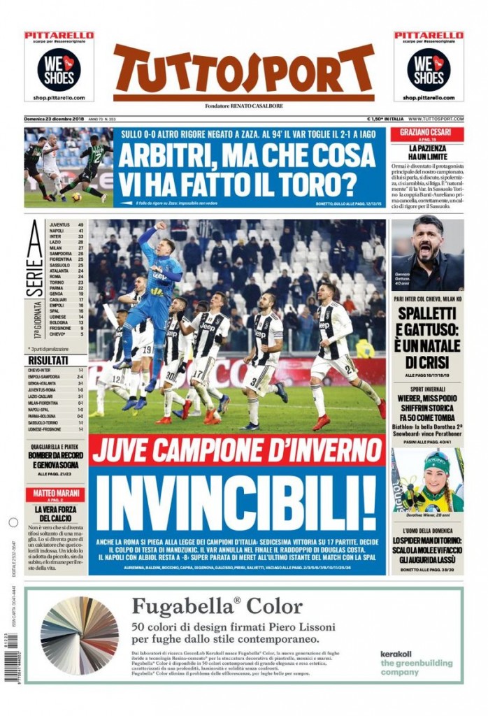 Tuttosport 23 dicembre 2018