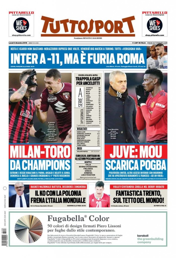 tuttosport 3 dicembre 2018