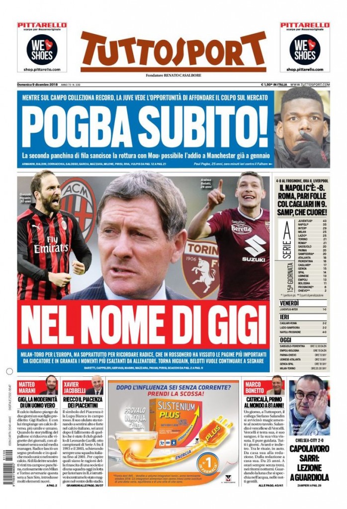 Tuttosport 9 dicembre 2018