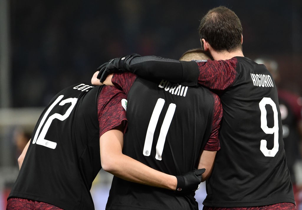 L'esultanza del Milan dopo un gol
