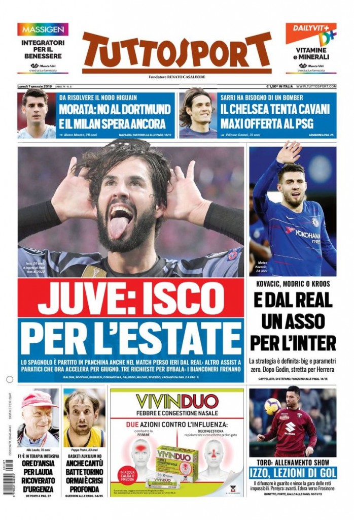 Tuttosport 7 gennaio 2019
