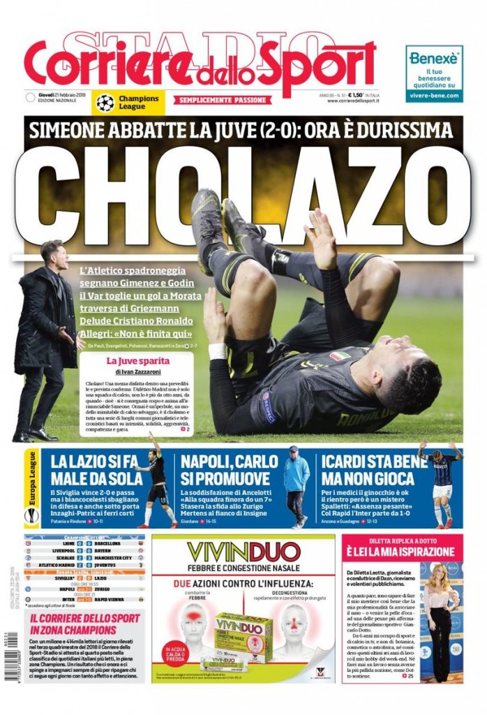 Corriere dello sport 21 febbraio 2019