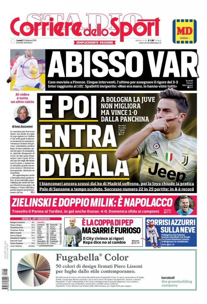 Corriere dello Sport 25 febbraio