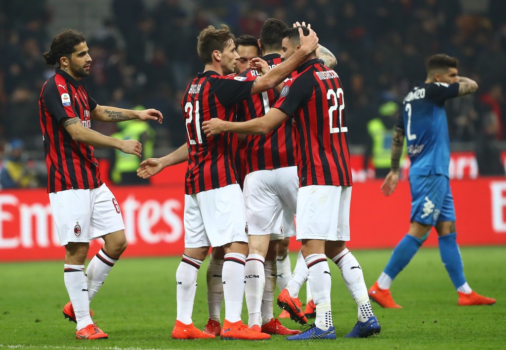 Il Milan esulta dopo un gol