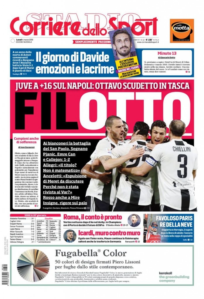 Corriere dello sport 4 marzo 2019