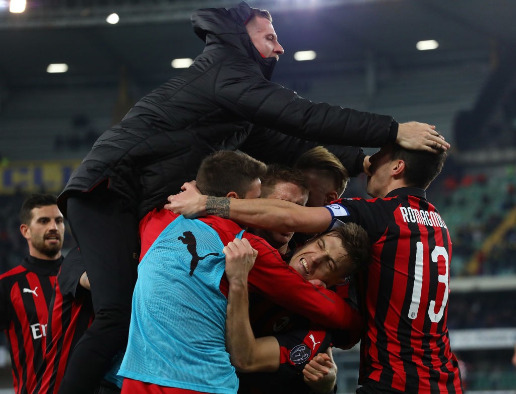 L'esultanza del Milan dopo un gol