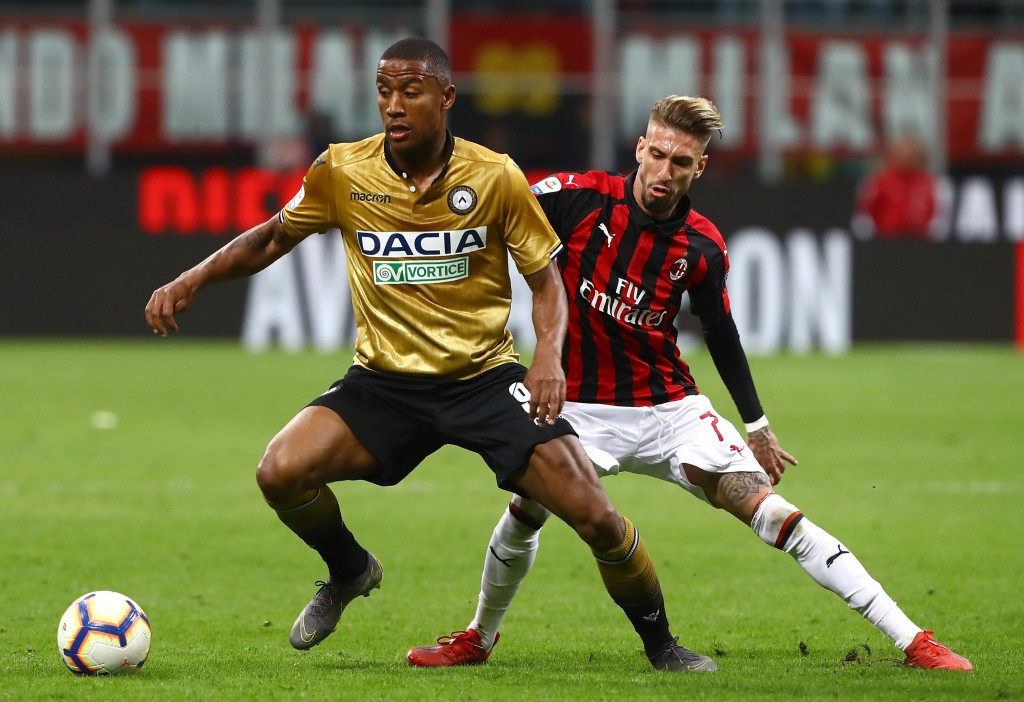 Marvin Zeegelaar e Samuel Castillejo in Milan-Udinese, Getty Images