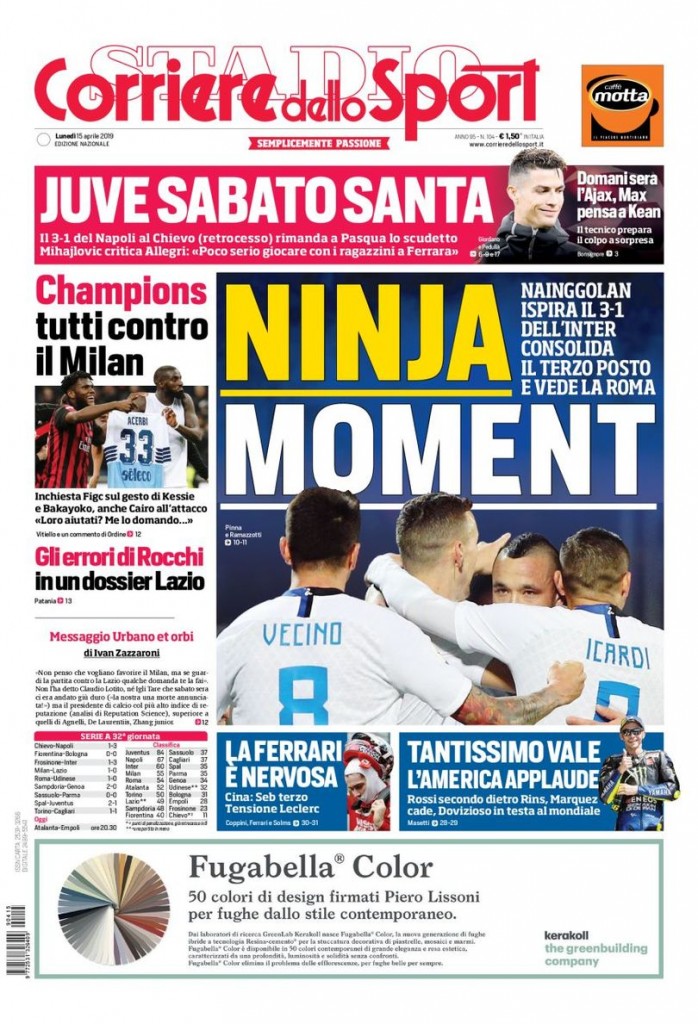 Corriere dello sport 15 aprile 2019