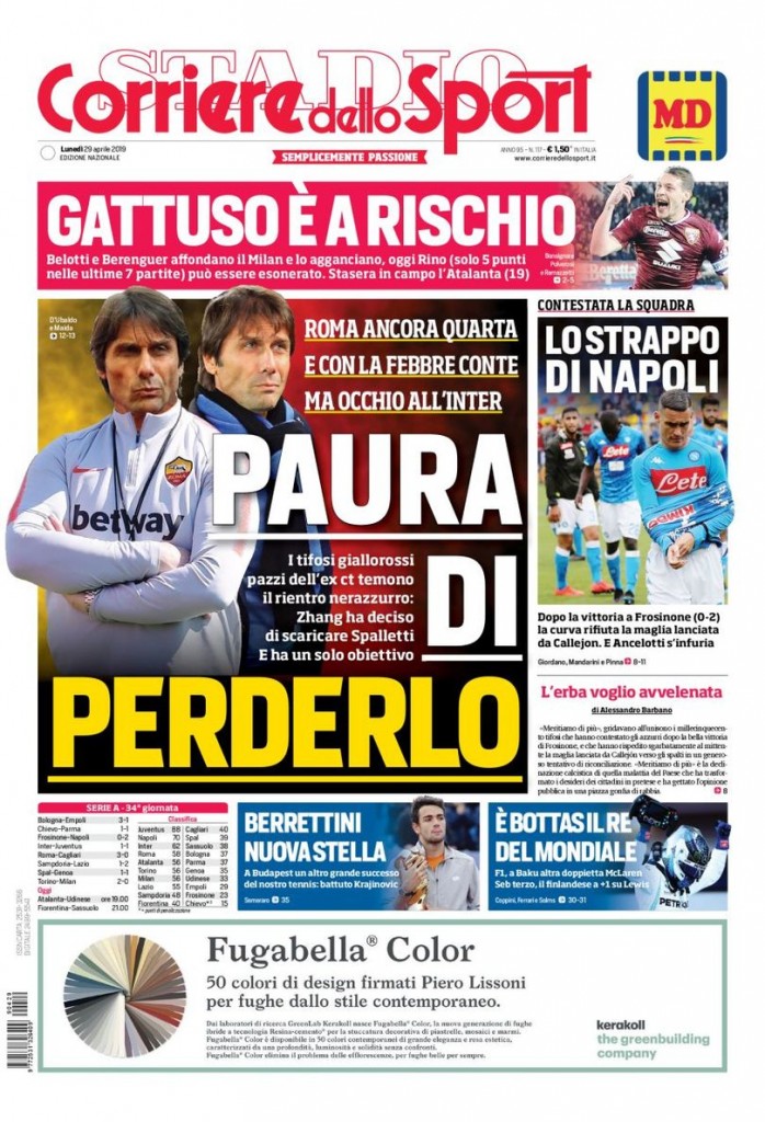 Corriere dello sport 29 aprile 2019