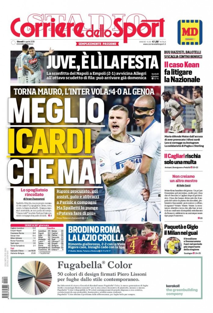 Corriere dello sport 4 aprile 2019