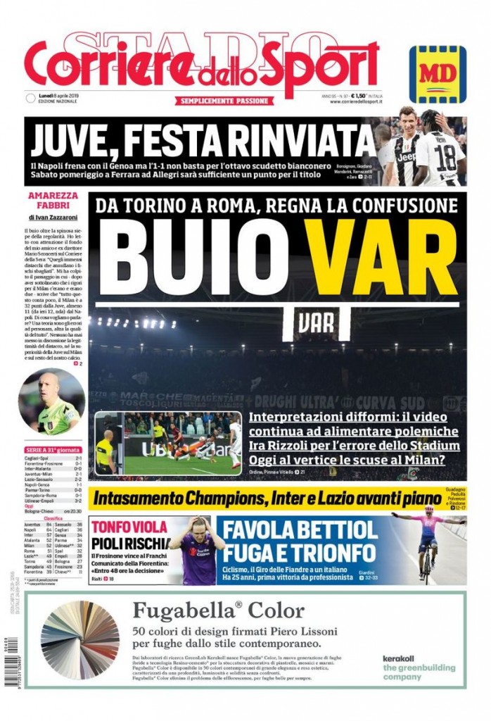 Corriere dello sport 8 aprile 2019