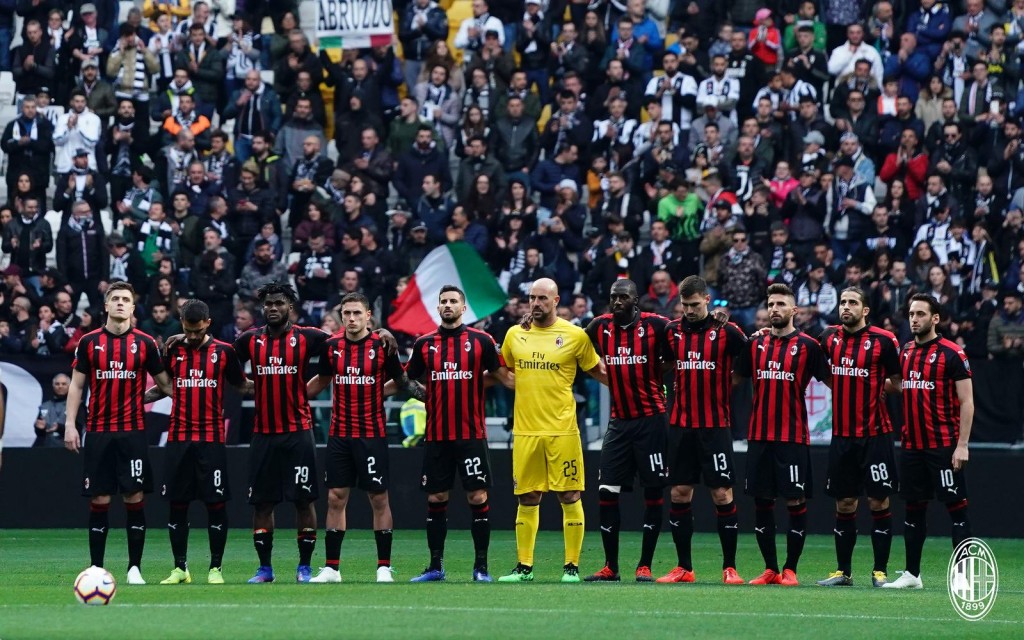 Juventus Milan minuto silenzio terremoto L'Aquila 2009-2019